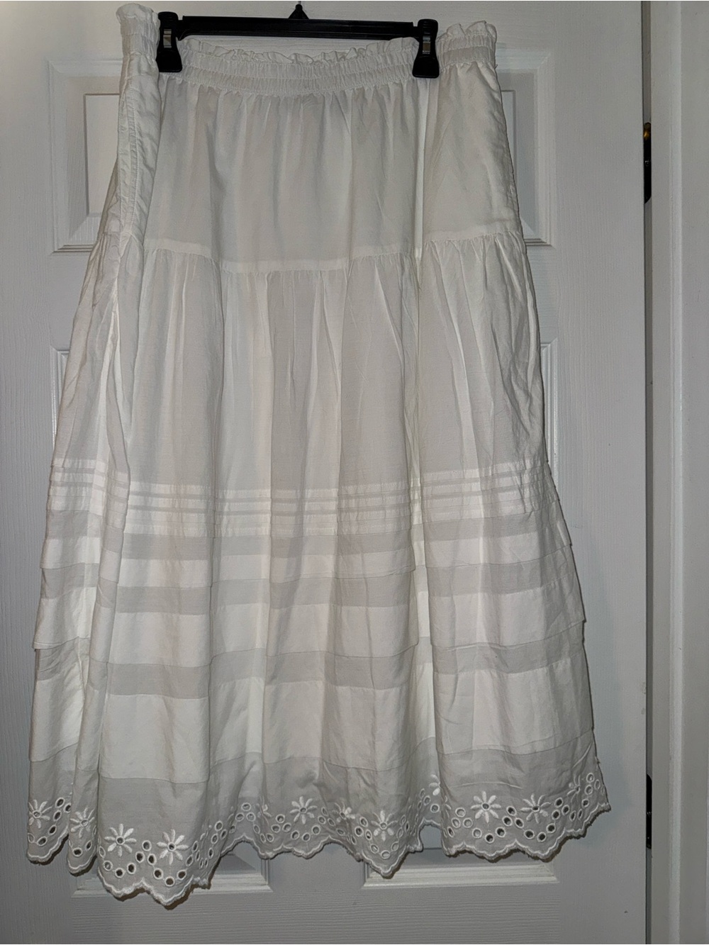 Lands' End White Eyelet Tiered Maxi Skirt - NWOT